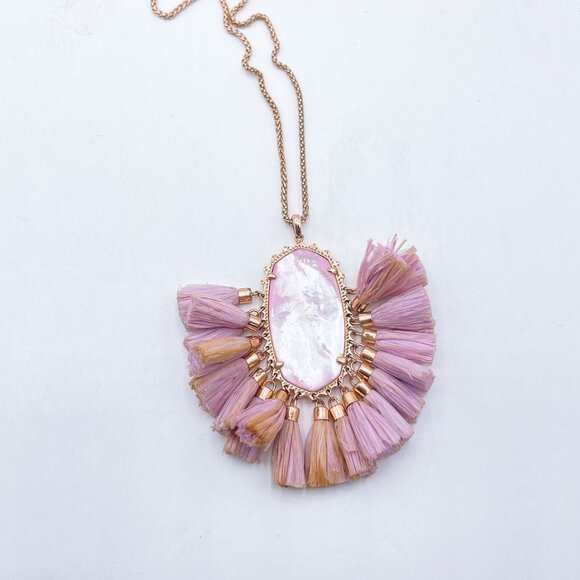 Kendra Scott Betsy Pink Shell Pendant Necklace With Lavender Tassels & Rose Gold - Picture 3 of 7